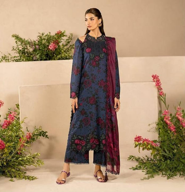 Iznik Lawn Suit-Purple-Lawn-Chiffon-Aarasta