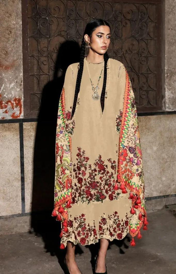Jugnu Lawn Suit-Beige-Lawn-Silk-Aarasta