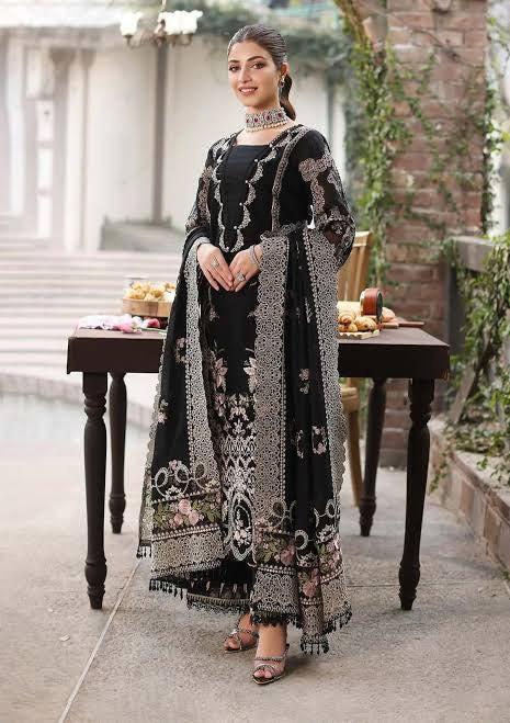 Kahf Lawn Suit-Lawn-Black-Organza-Aarasta