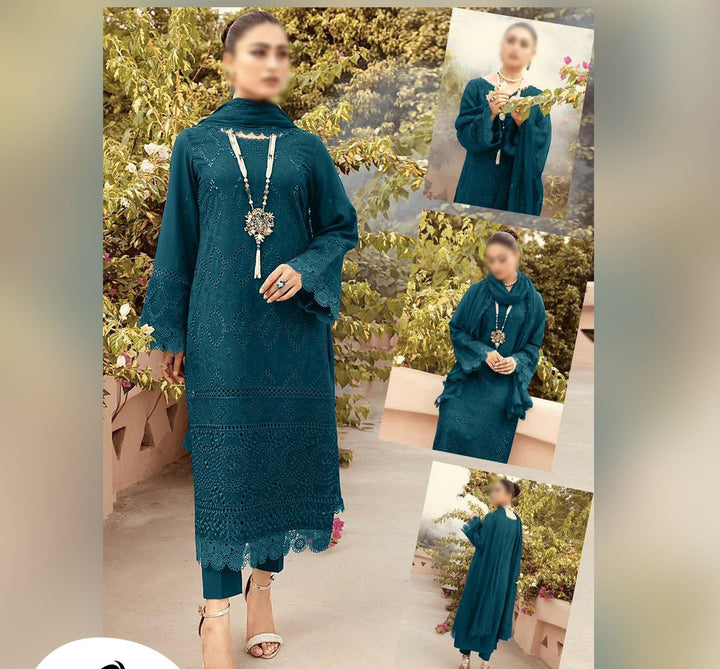 Kahf Lawn Suit-Lawn-Green-Chiffon-Aarasta