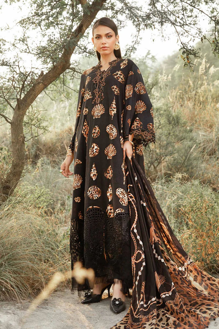 Maria B Lawn Suit-Black-Lawn-Chiffon-Aarasta