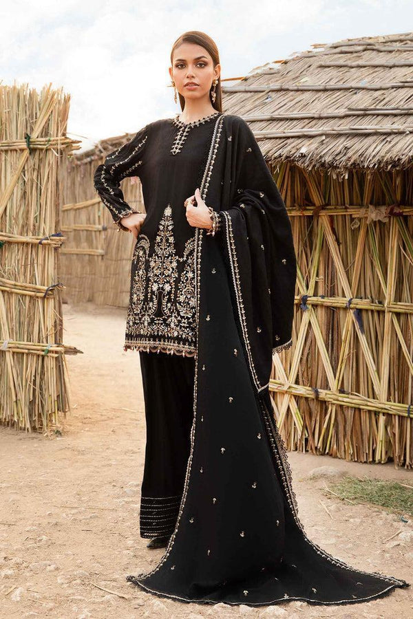 Maria B Lawn Suit-Black-Lawn-Chiffon-Aarasta