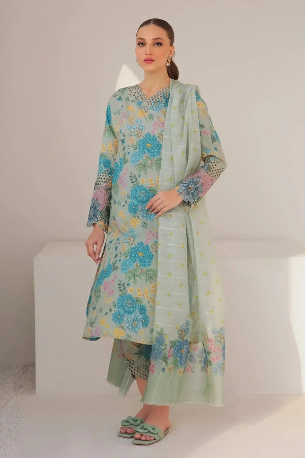 Maria B Lawn Suit-Ferozi-Lawn-Chiffon-Aarasta