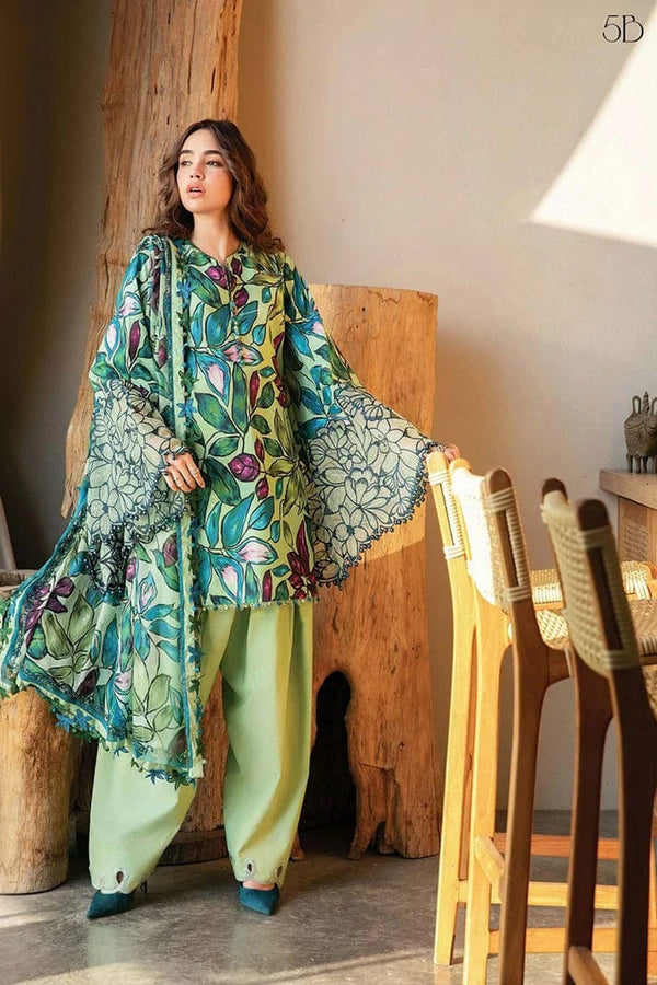 Maria B Lawn Suit-Green-Lawn-Chiffon-Aarasta