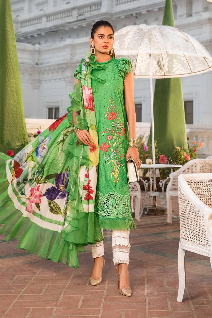 Maria B Lawn Suit-Green-Lawn-Silk-Aarasta
