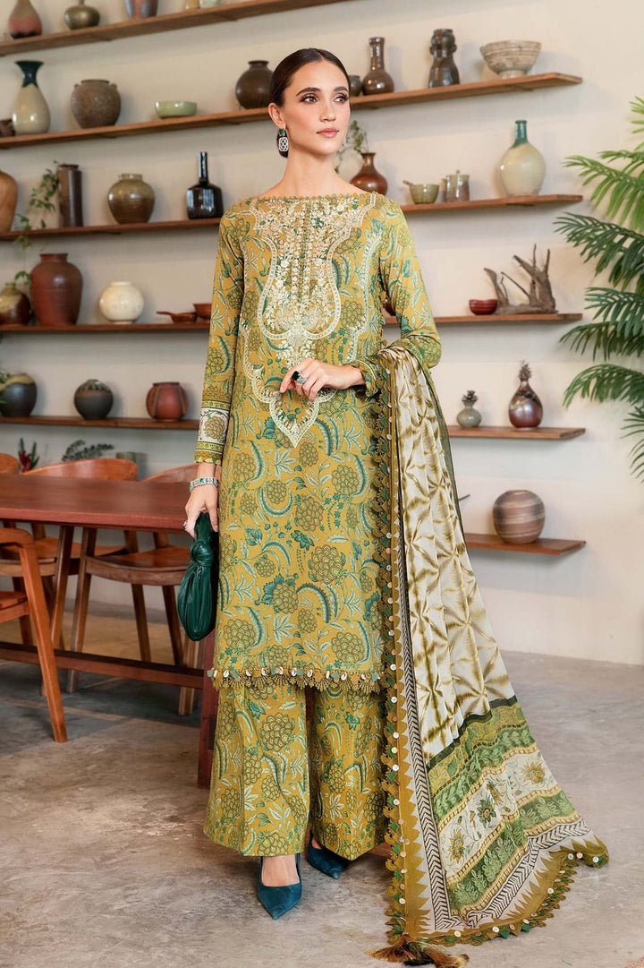 Maria B Lawn Suit-Green-Lawn-Chiffon-Aarasta