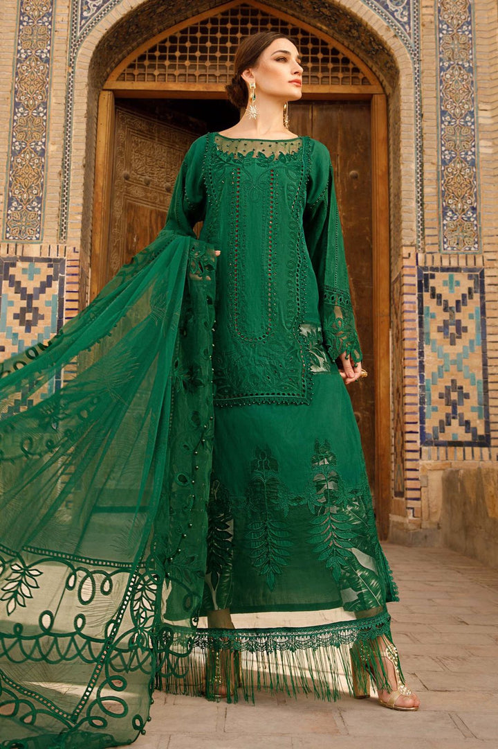 Maria B Lawn Suit-Green-Lawn-Organza-Aarasta