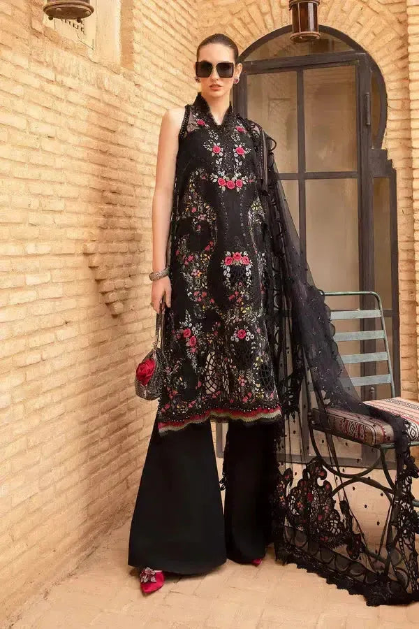 Maria B Lawn Suit-Lawn-Black-Net-Aarasta