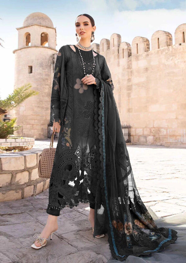 Maria B Lawn Suit-Lawn-Black-Net-Aarasta