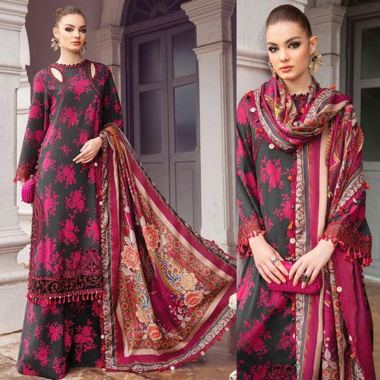 M Print Lawn Suit-Lawn-Black-Chiffon-Aarasta