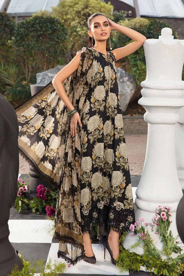 Maria B Lawn Suit-Lawn-Black-Chiffon-Aarasta