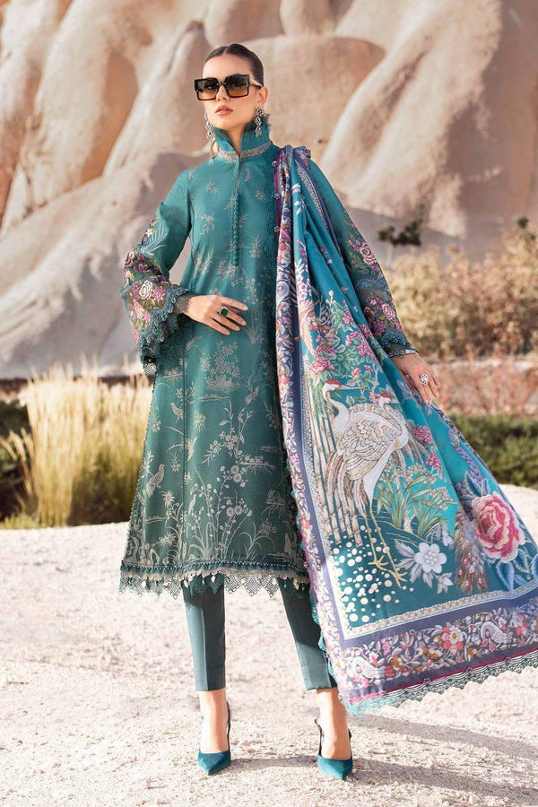 Maria B Lawn Suit-Lawn-Green-Silk-Aarasta