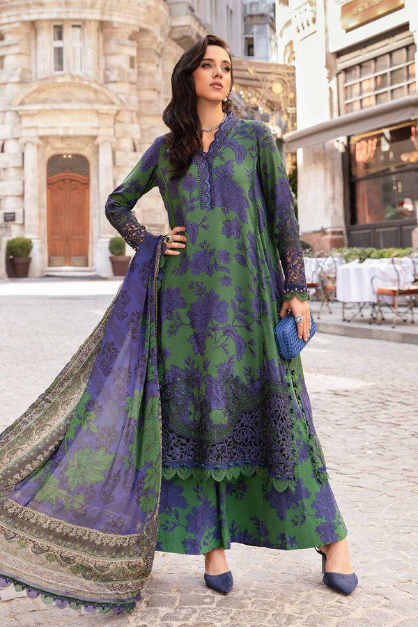 Maria B Lawn Suit-Lawn-Green-Chiffon-Aarasta