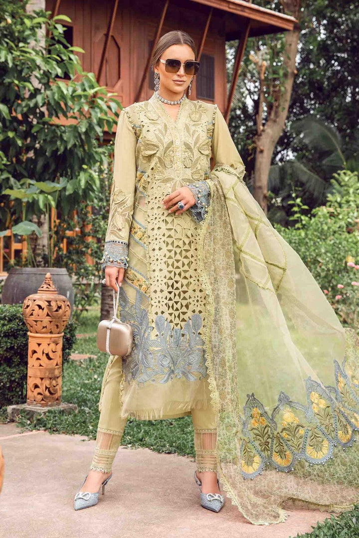 Maria B Lawn Suit-Lawn-Green-Organza-Aarasta