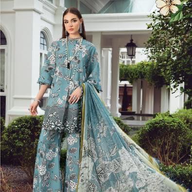 Maria B Lawn Suit-Lawn-Green-Silk-Aarasta