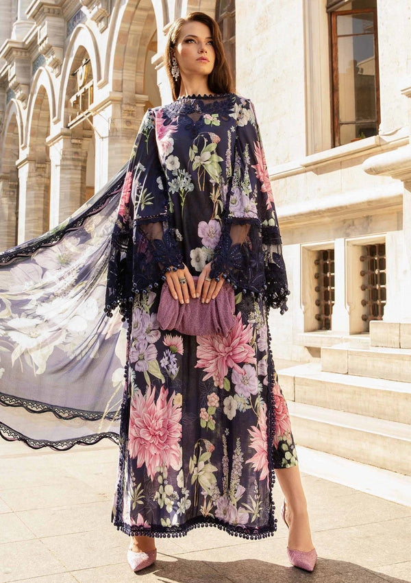 Maria B Lawn Suit-Lawn-Navy-Chiffon-Aarasta