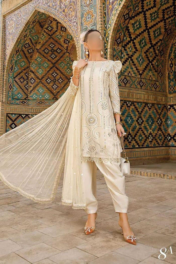 Maria B Lawn Suit-Lawn-Off White-Chiffon-Aarasta