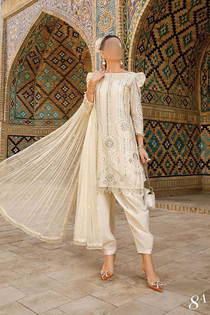 Maria B Lawn Suit-Lawn-Off White-Chiffon-Aarasta