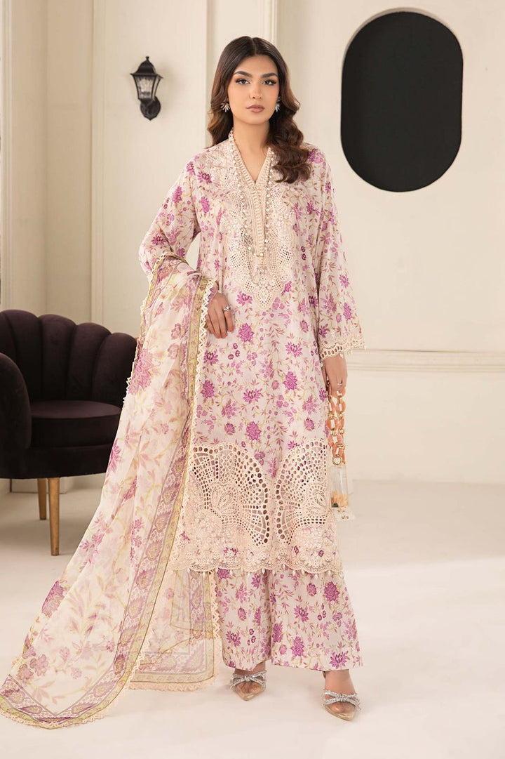 Maria B Lawn Suit-Lawn-Pink-Chiffon-Aarasta