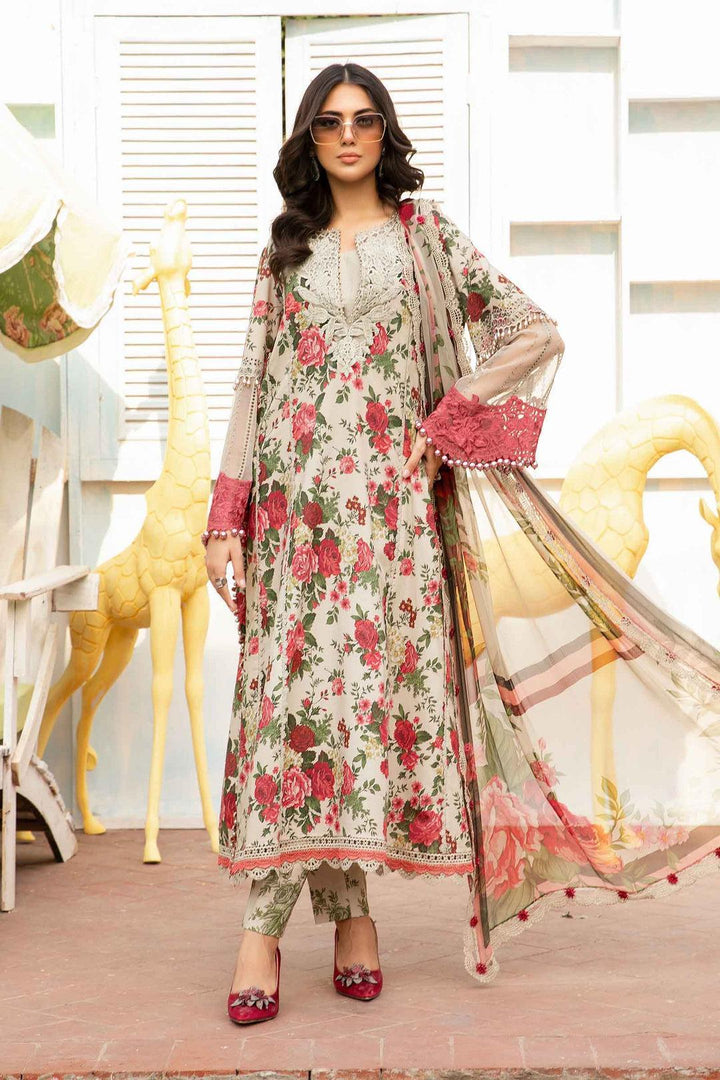 Maria B Lawn Suit-Off White-Lawn-Chiffon-Aarasta