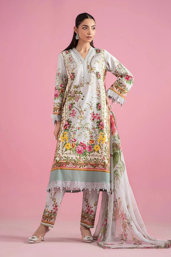 Maria B Lawn Suit-Off White-Lawn-Chiffon-Aarasta