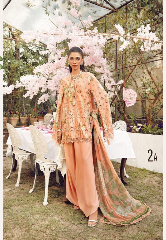 Maria B Lawn Suit-Orange-Lawn-Chiffon-Aarasta