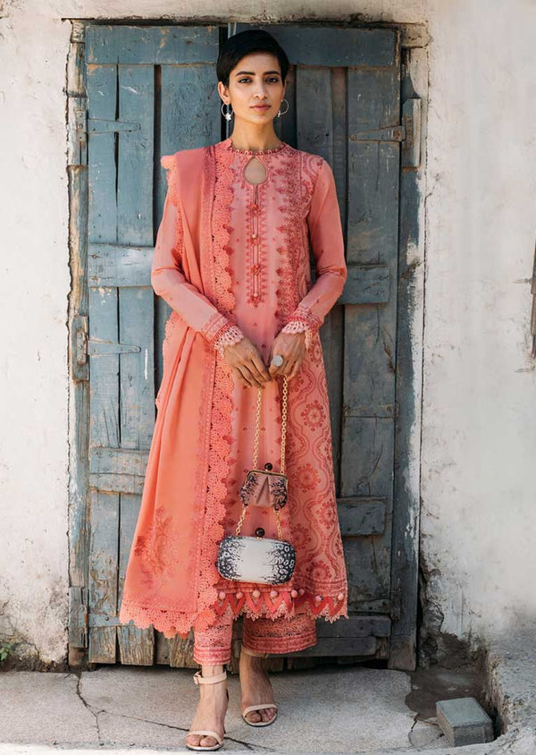 Maria B Lawn Suit-Orange-Lawn-Organza-Aarasta