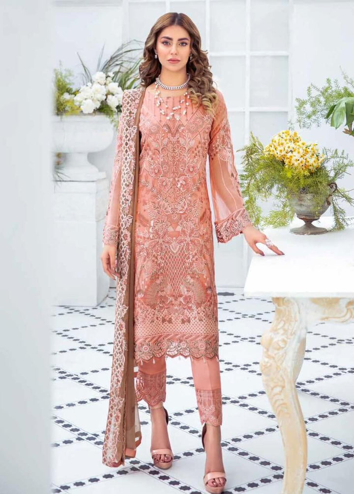 Maria B Lawn Suit-Orange-Lawn-Organza-Aarasta