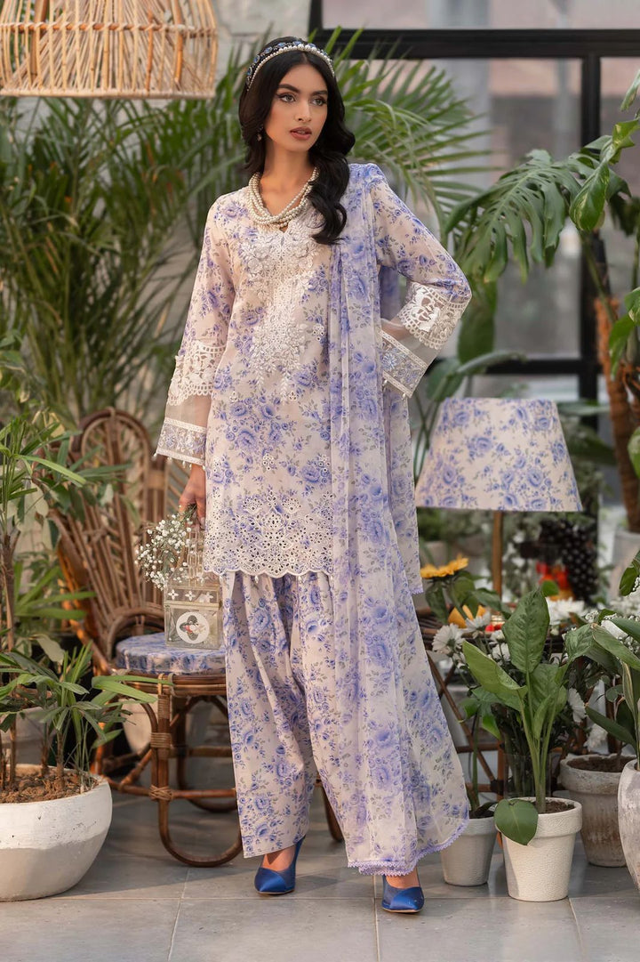 Maria B Lawn Suit-Peach-Lawn-Chiffon-Aarasta