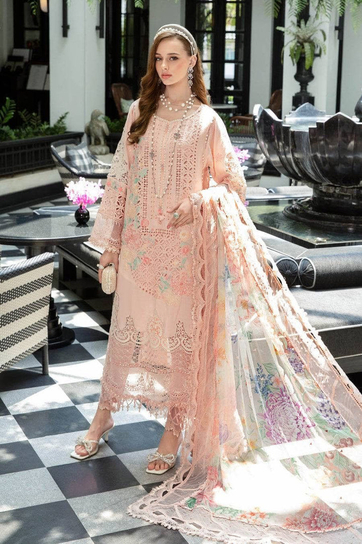 Maria B Lawn Suit-Peach-Lawn-Silk-Aarasta