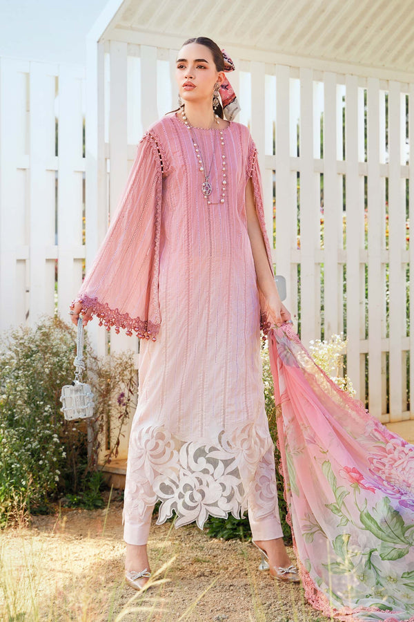 Maria B Lawn Suit-Pink-Lawn-Chiffon-Aarasta