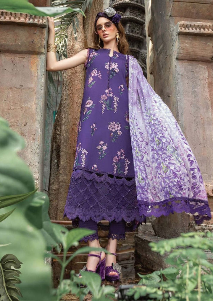 Maria B Lawn Suit-Purple-Lawn-Silk-Aarasta