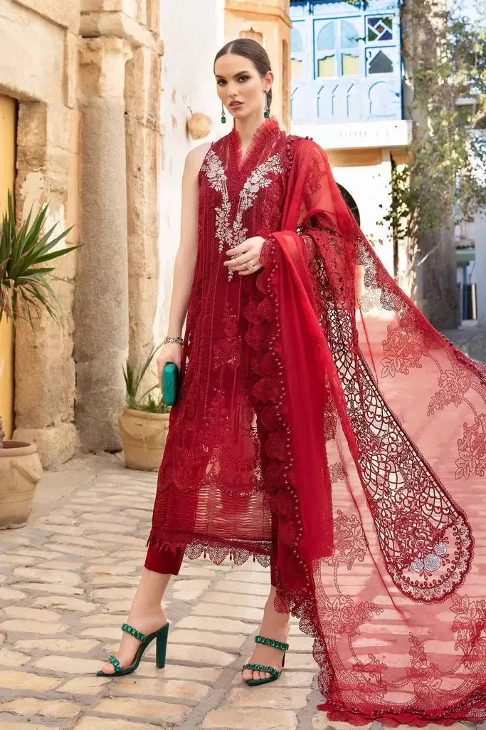 Maria B Organza Suit-Red-Lawn-Aarasta