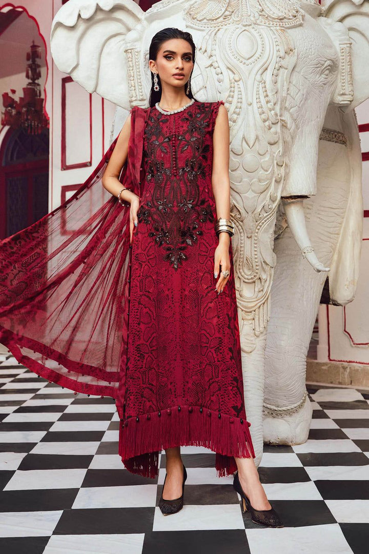 Maria B Lawn Suit-Red-Lawn-Silk-Aarasta