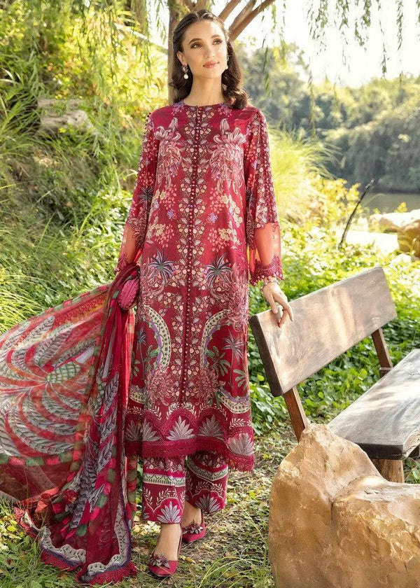Maria B Lawn Suit-Red-Lawn-Chiffon-Aarasta