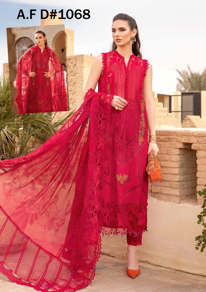 Maria B Lawn Suit-Red-Lawn-Silk-Aarasta
