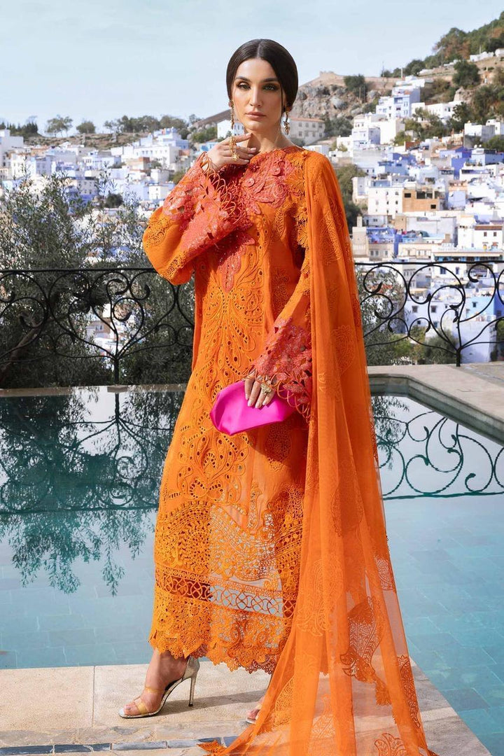 Maria B Lawn Suit-Rust-Lawn-Chiffon-Aarasta