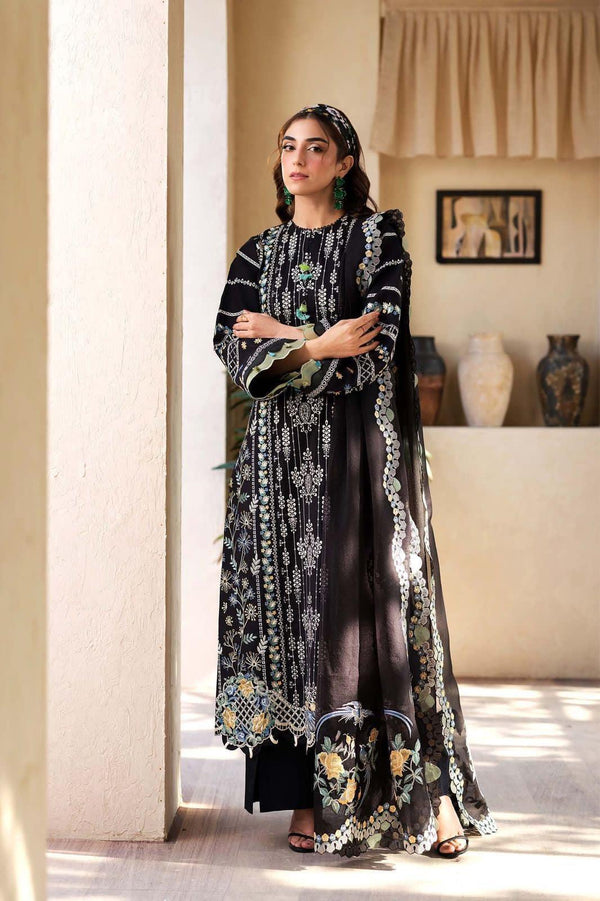 Maryams Lawn Suit-Black-Lawn-Chiffon-Aarasta