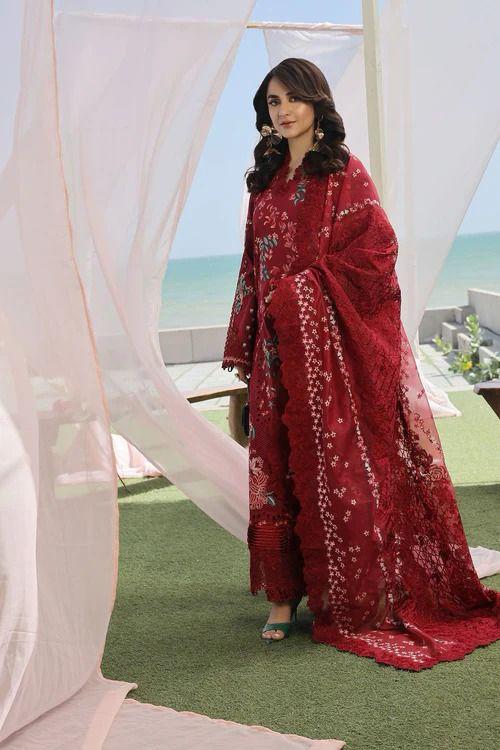 Maryam Hussain Lawn Suit-Red-Lawn-Net-Aarasta