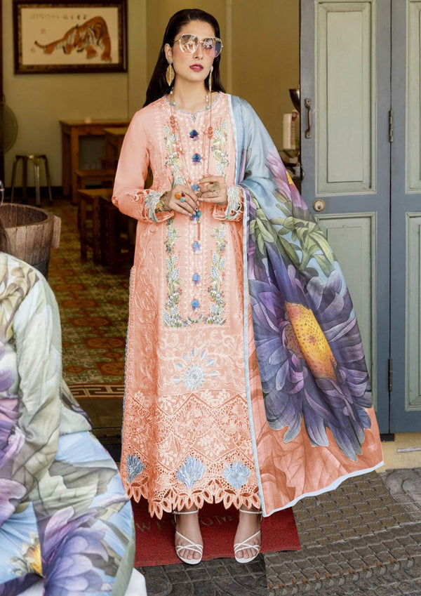 Mushq Lawn Suit-Peach-Lawn-Silk-Aarasta