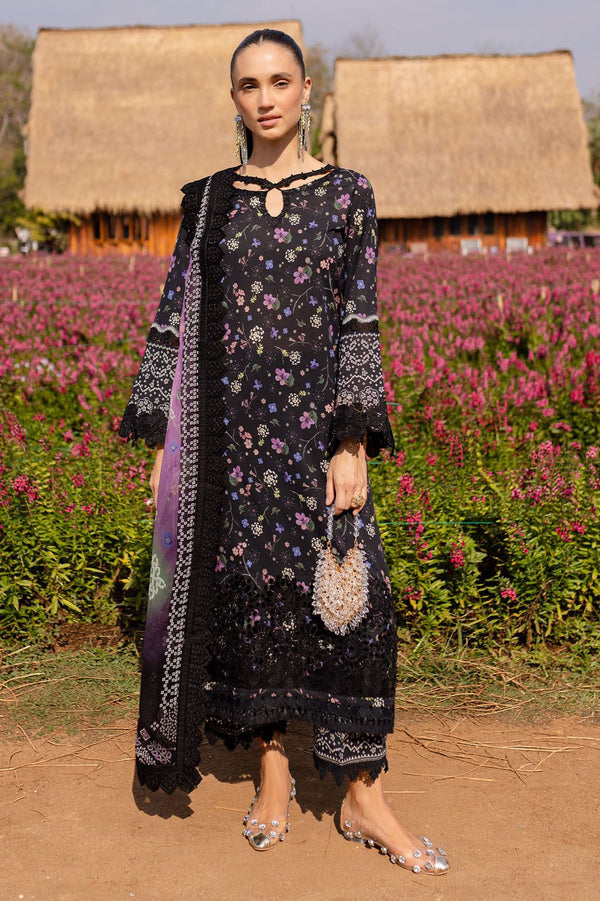 Nureh Lawn Suit-Black-Lawn-Lawn-Aarasta