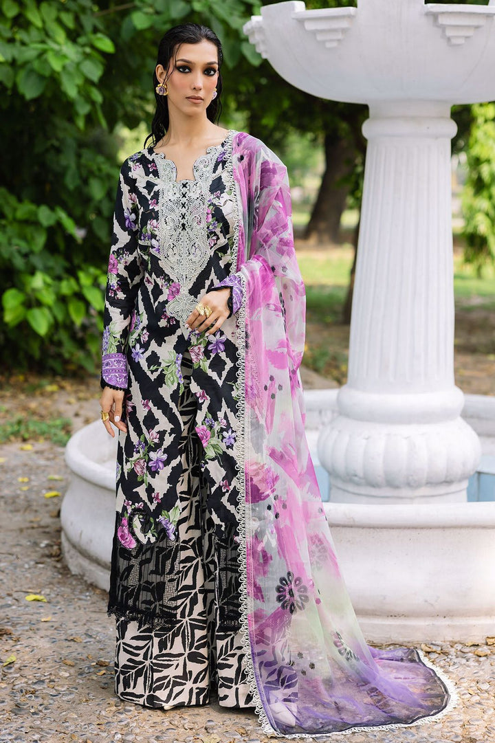 Nureh Lawn Suit-Black-Lawn-Lawn-Aarasta
