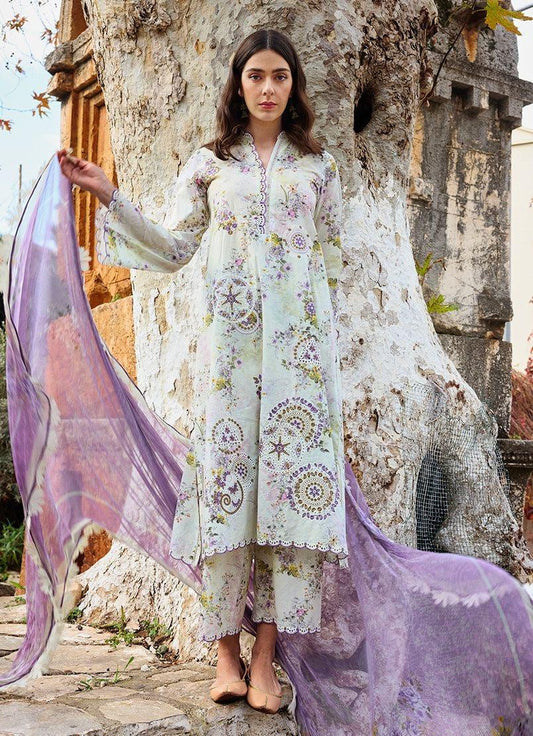 Nureh Lawn Suit-White-Lawn-Chiffon-Aarasta