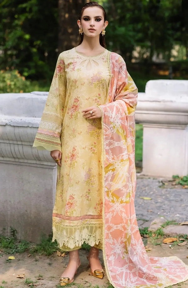 Nureh Lawn Suit-Yellow-Lawn-Lawn-Aarasta