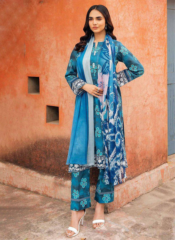 Nishat Lawn Suit-Blue-Lawn-Chiffon-Aarasta