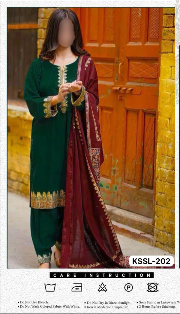 Iznik Lawn Suit-Green-Lawn-Organza-Aarasta