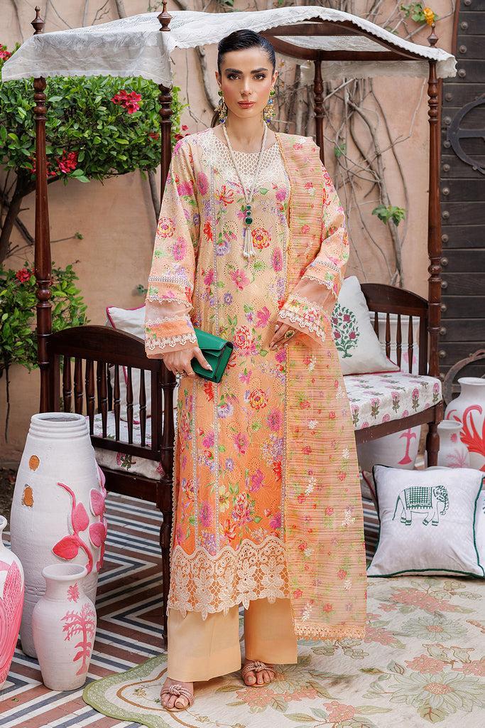 Rajbari Lawn Suit-Lawn-Peach-Chiffon-Aarasta