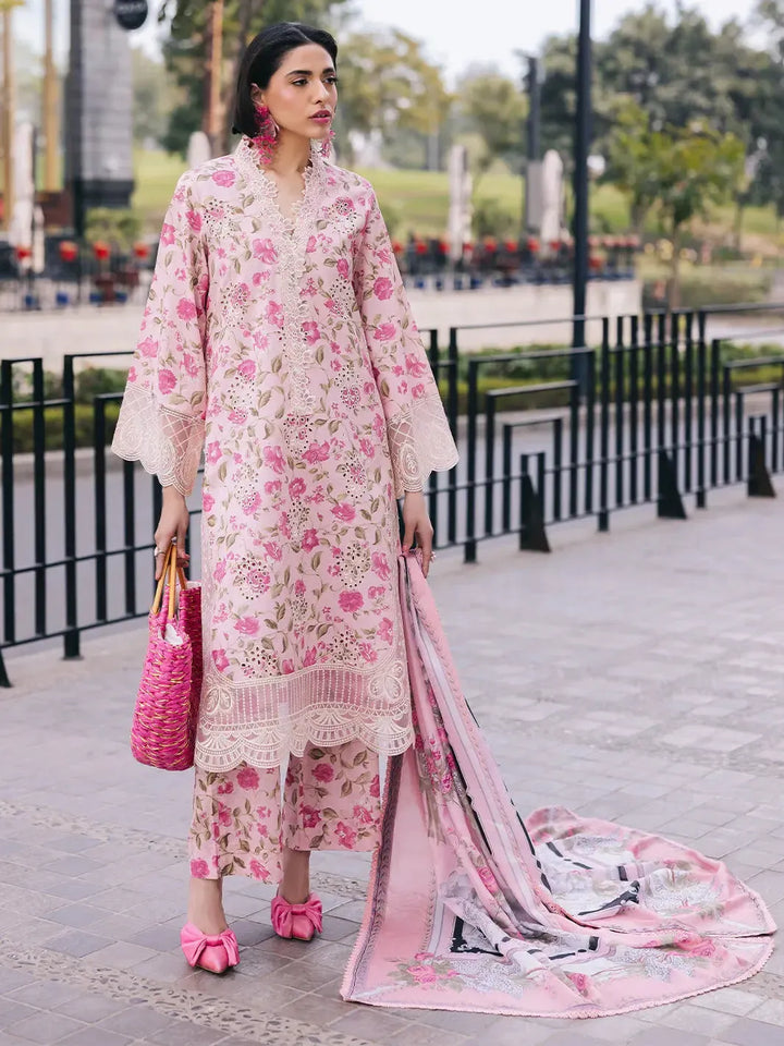 Mahnur Lawn Suit-Pink-Lawn-Chiffon-Aarasta