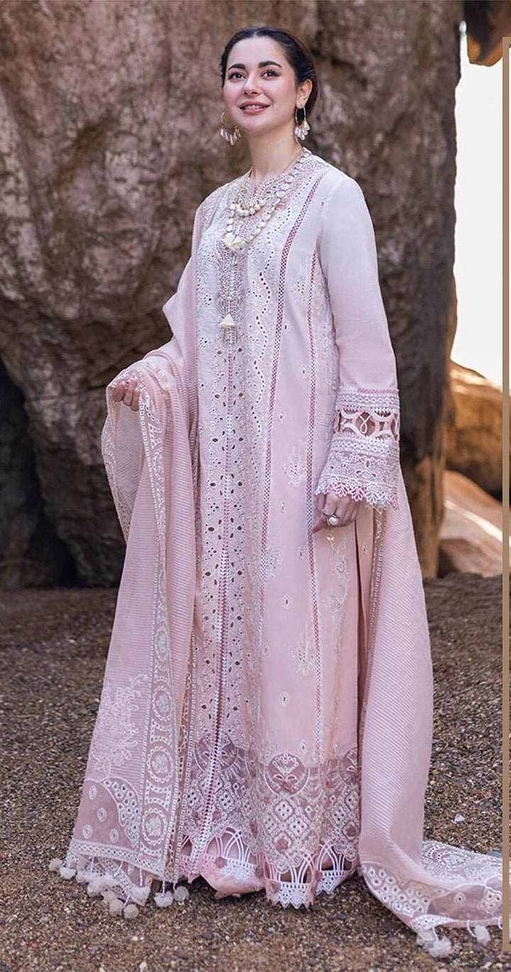 Qalamkar Lawn Suit-Lawn-Pink-Net-Aarasta