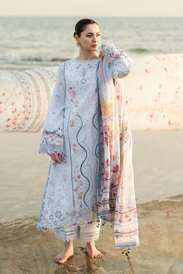 Qalamkar Lawn Suit-Sky Blue-Lawn-Silk-Aarasta